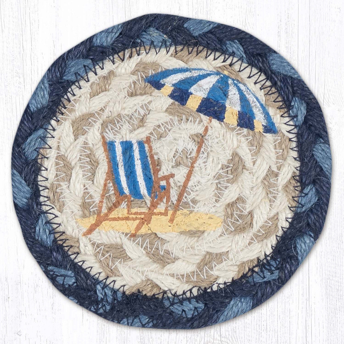 Navy Beach Chair Braided Coasters - Set of 6