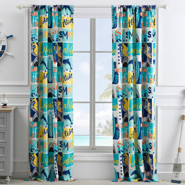Summer Surf Lined Drapes