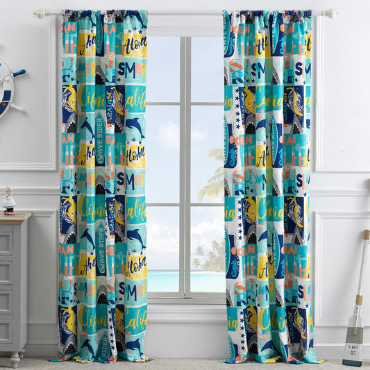 Summer Surf Lined Drapes