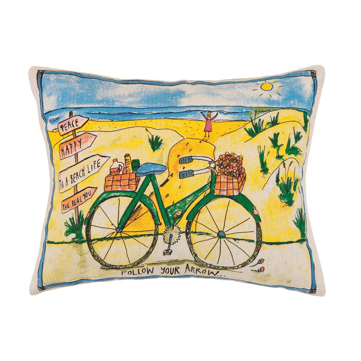 Biking Beach Day Pillow