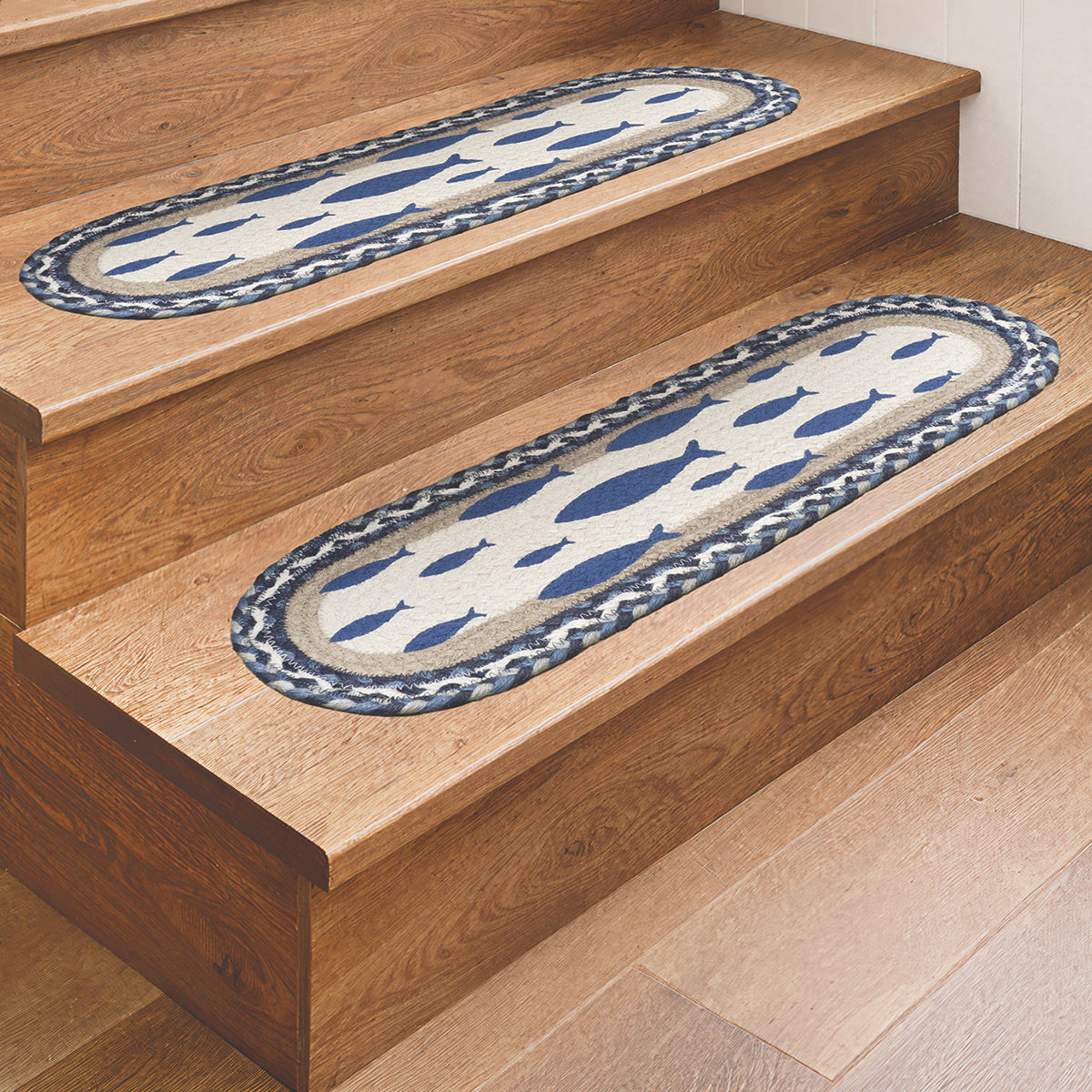 Blue Fish Oval Stair Treads - Set of 2