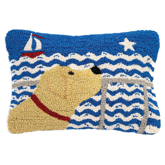 Seaside Labrador Hooked Pillow