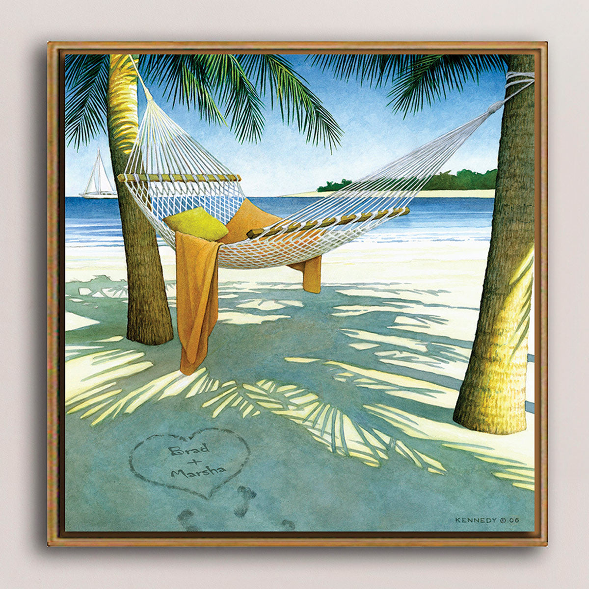 Alone at the Beach Personalized Framed Canvas