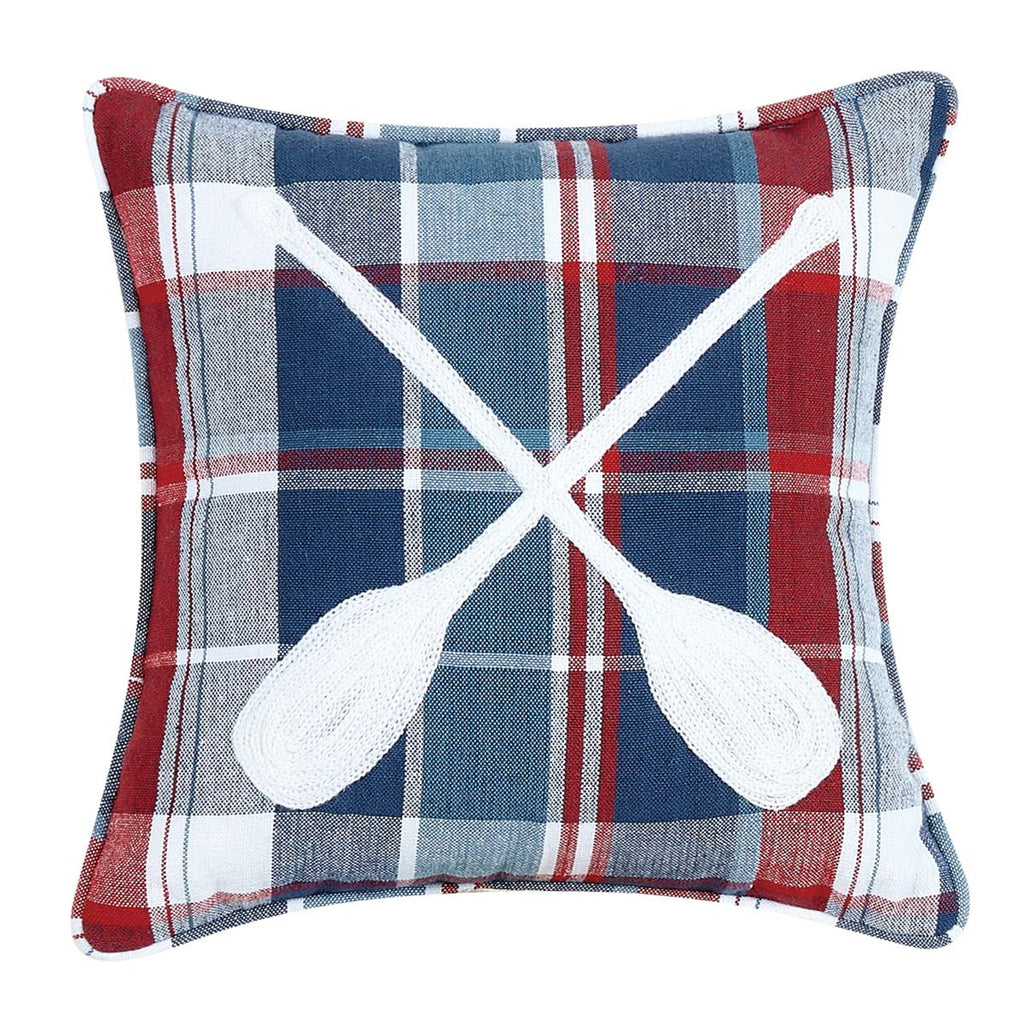 Coastal Oars Plaid Pillow