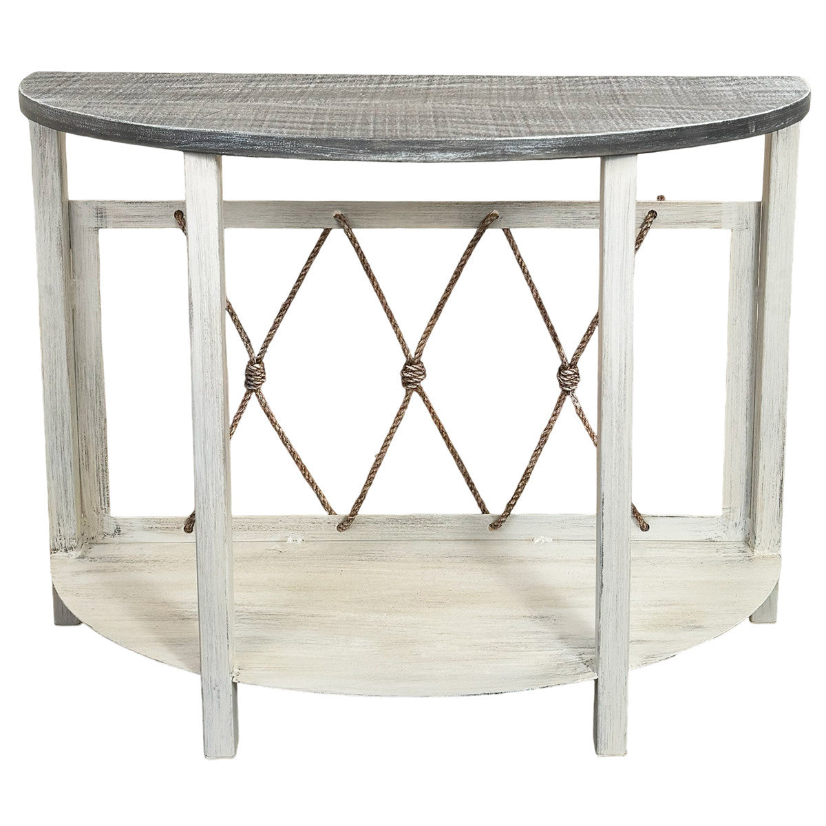 Ship's Hitch Rounded Sofa Table with Gray Top