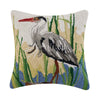 Elegant Blue Heron Hooked Pillow - Left Facing - OUT OF STOCK UNTIL 10/08/2026