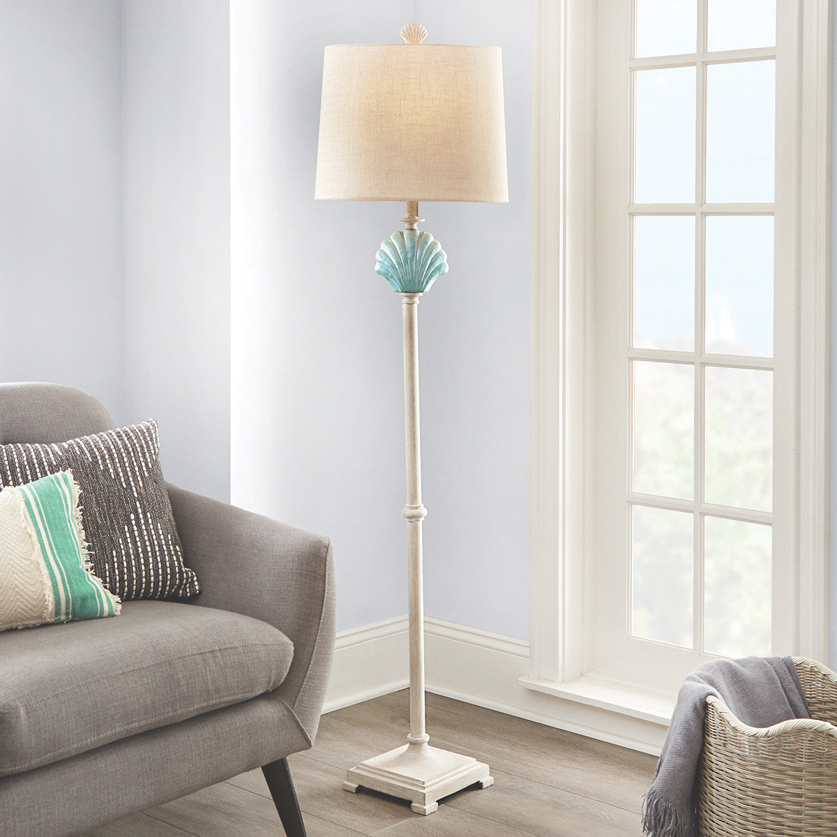 Ceramic Blue Clamshell Floor Lamp | Bella Coastal Decor