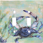 Blue Crab Double Switch Plate - OUT OF STOCK UNTIL 10/20/2026