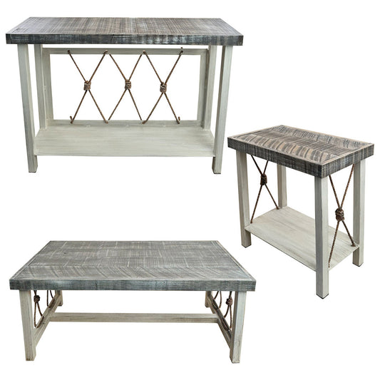 Mariner's Table Set with Rectangular End Tables & Gray Top (4pcs)