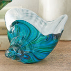 Spiral Teal Glass Conch Shell