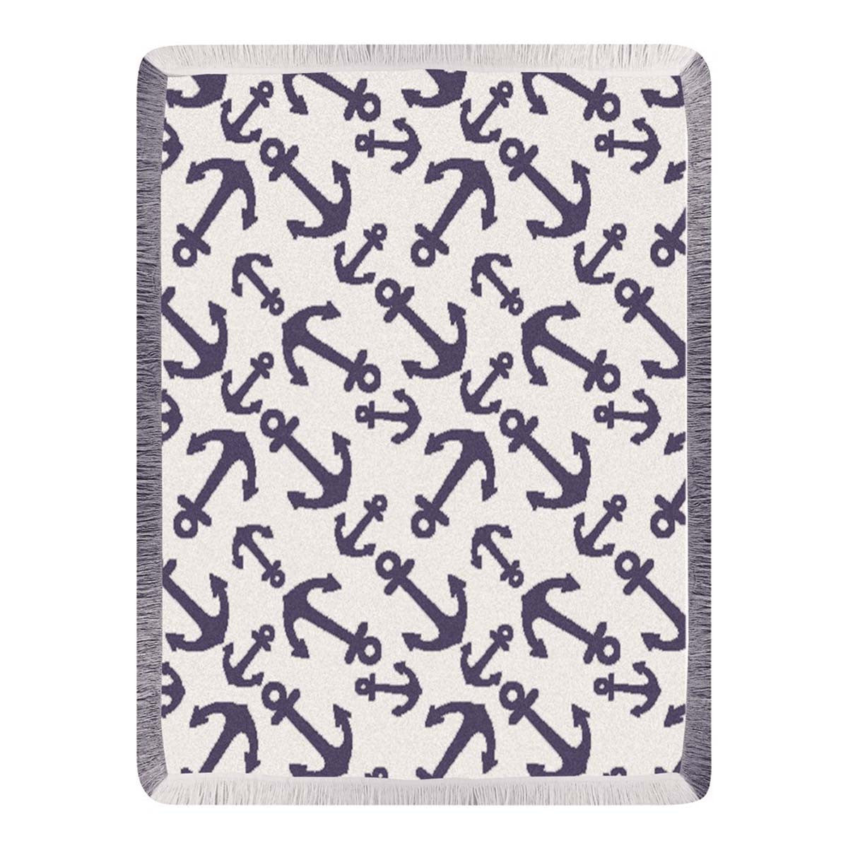 Nautical Emblem Rayon Throw - Navy