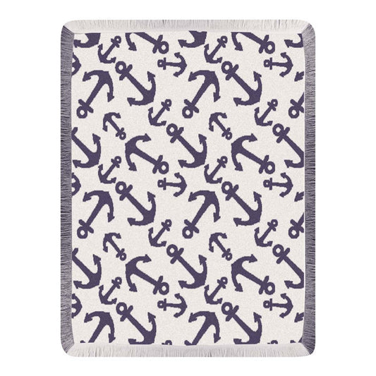 Nautical Emblem Rayon Throw - Navy