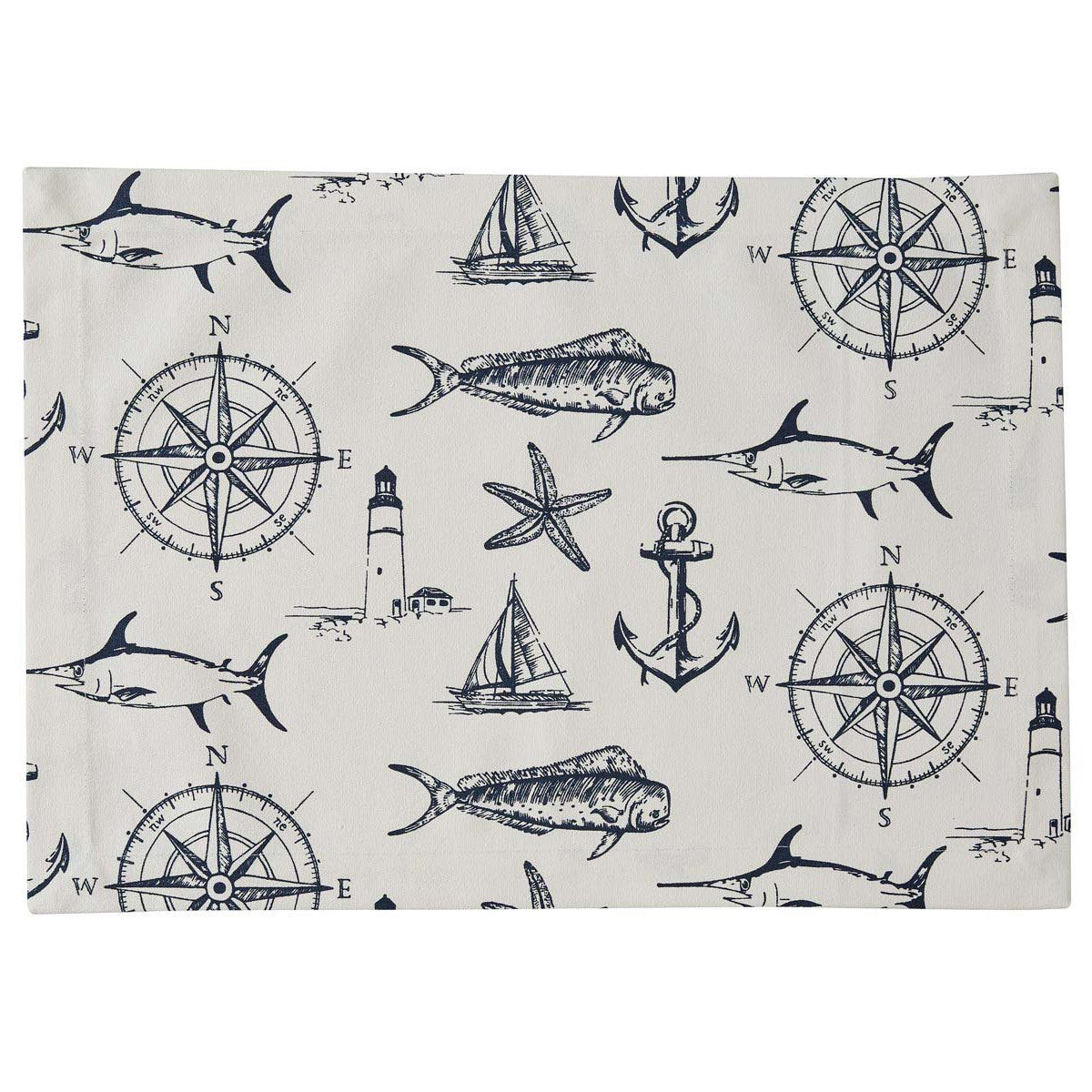 Nautical Navigator White Placemats - Set of 4
