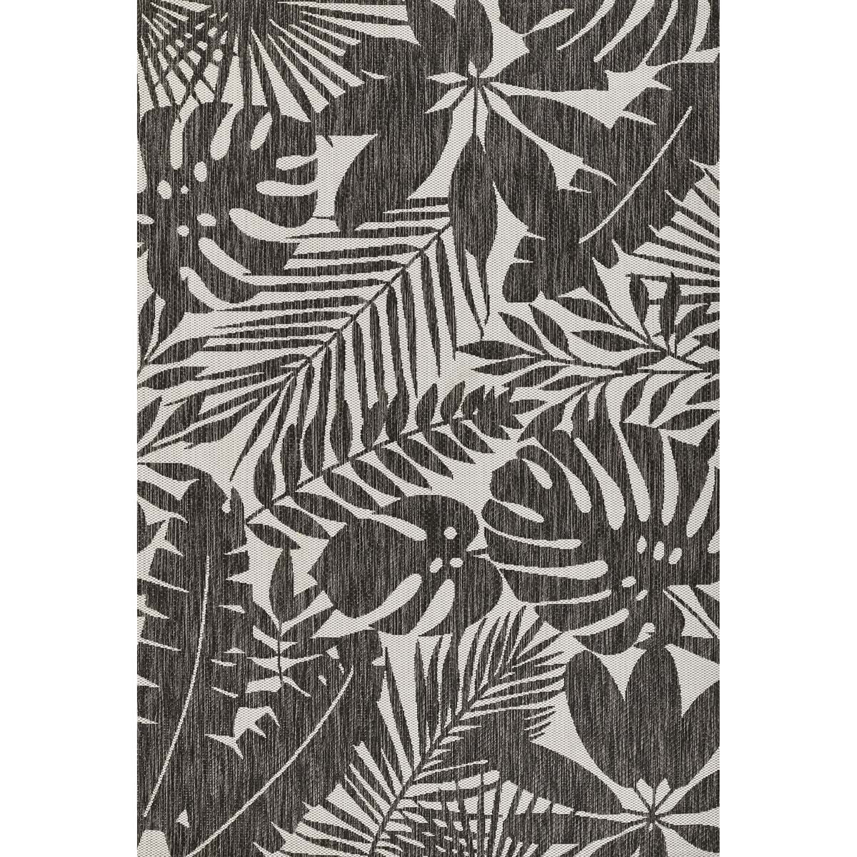 Prince Palm Black Indoor/Outdoor Rug - 9 x 13