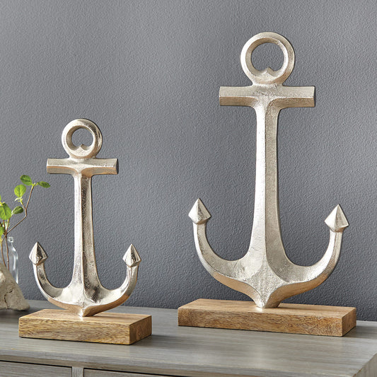 Nautical Legacy Silver Anchors - Set of 2 - OVERSTOCK