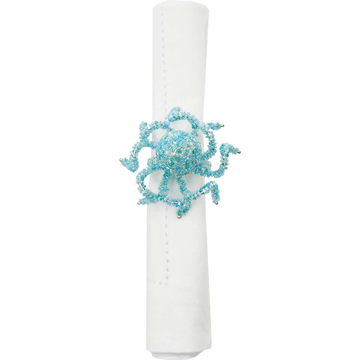 Beaded Blue Octopus Napkin Rings - Set of 6
