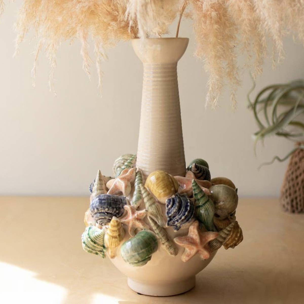 Multicolor Shells Ceramic Vase