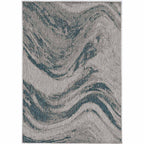 Negril Gray & Teal Indoor/Outdoor Rug - 5 x 8