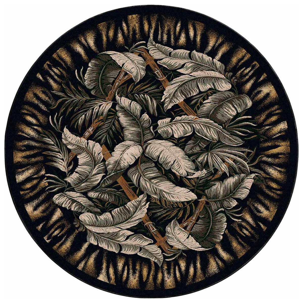 Tropical Bounty Black & Sage Rug - 8 Ft. Round