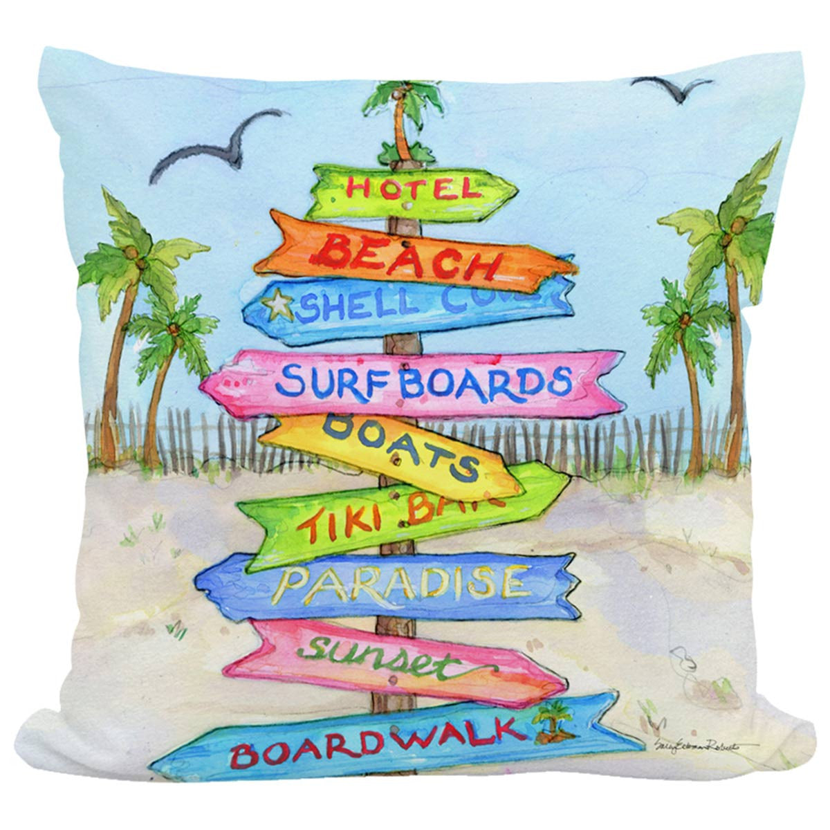 Beach Directions Indoor/Outdoor Pillow