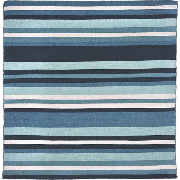 Carlsbad Aqua Stripes Indoor/Outdoor Rug - 8 Ft. Square