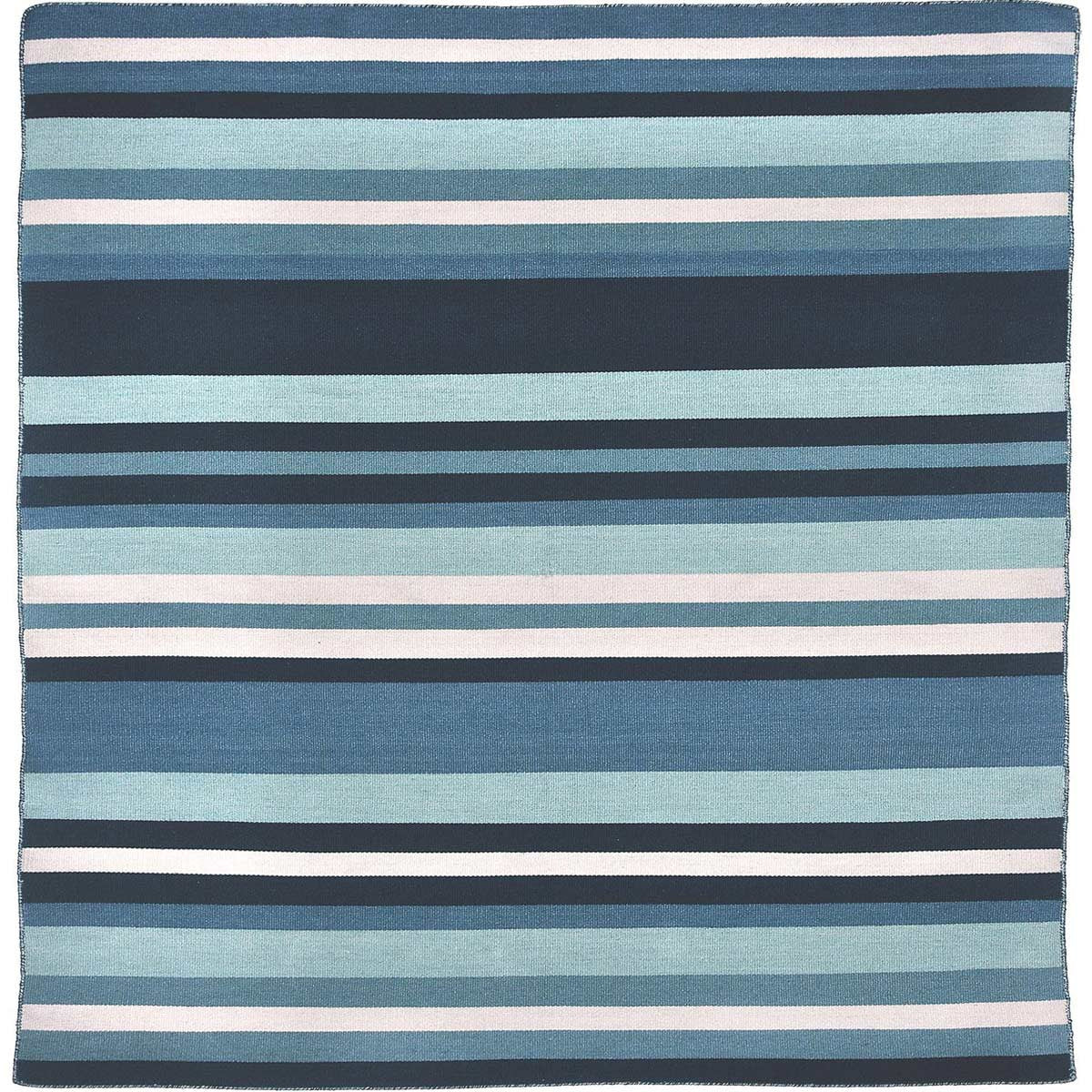 Carlsbad Aqua Stripes Indoor/Outdoor Rug - 8 Ft. Square