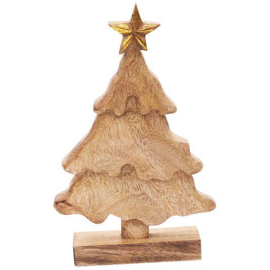 Mango Wood Christmas Tree Figurine - OUT OF STOCK UNTIL 08/21/2026