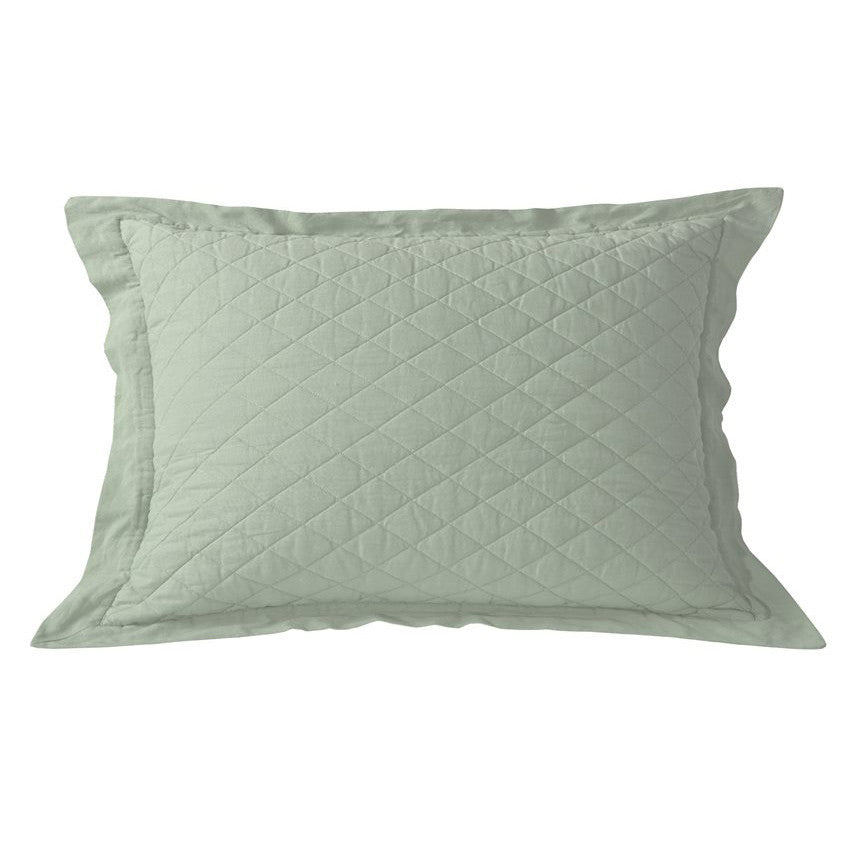 Sea Foam Linen Quilt King Sham