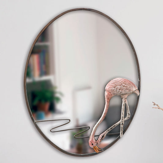 Hungry Flamingo Oval Mirror