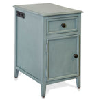 Bangor Seafoam Side Table with Cabinet and Power Outlet/USB Ports - OUT OF STOCK UNTIL 09/30/2026