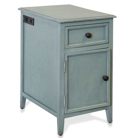 Bangor Seafoam Side Table with Cabinet and Power Outlet/USB Ports - OUT OF STOCK UNTIL 09/30/2026