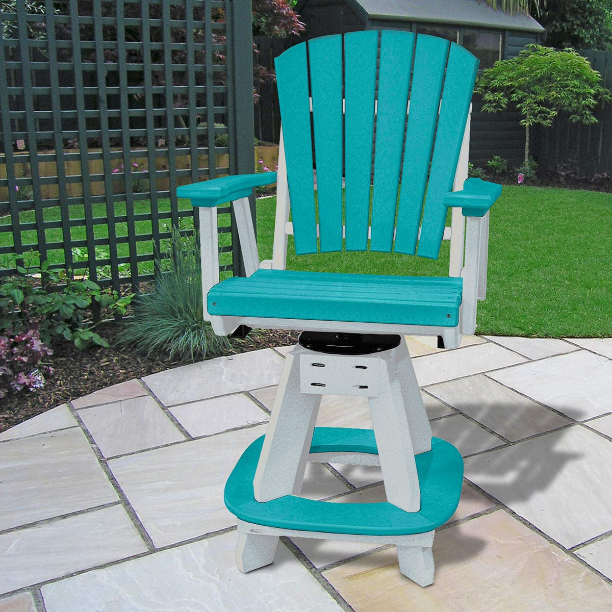 Beckett Swivel Counter Stool - Turquoise & White