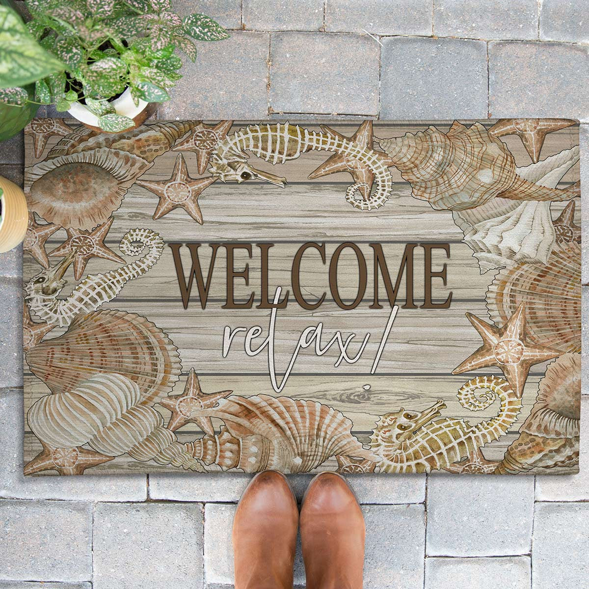 Seashell Welcome Outdoor Doormat