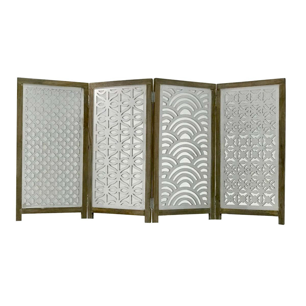 Whitewashed Carved Wood Screen