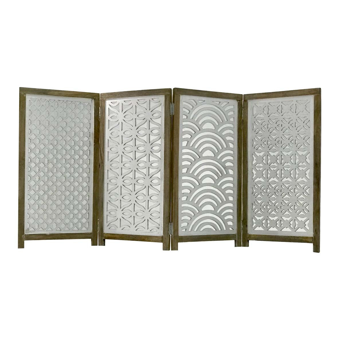 Whitewashed Carved Wood Screen
