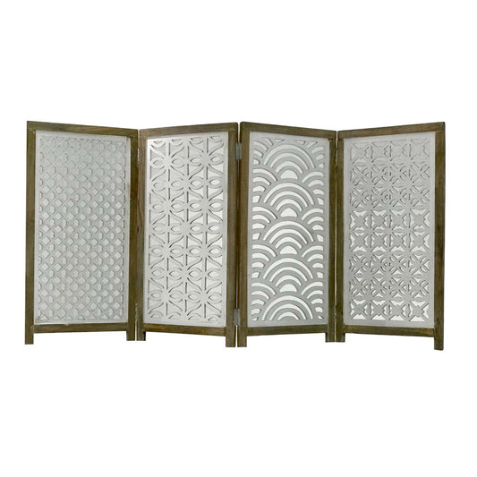 Whitewashed Carved Wood Screen