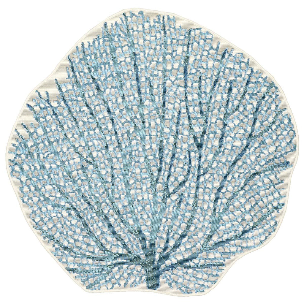 Coral Fan Aqua Indoor/Outdoor Rug - 3 Ft. Round