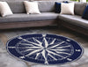 Ocean Explorer Navy Compass Rug - 5 Ft. Round
