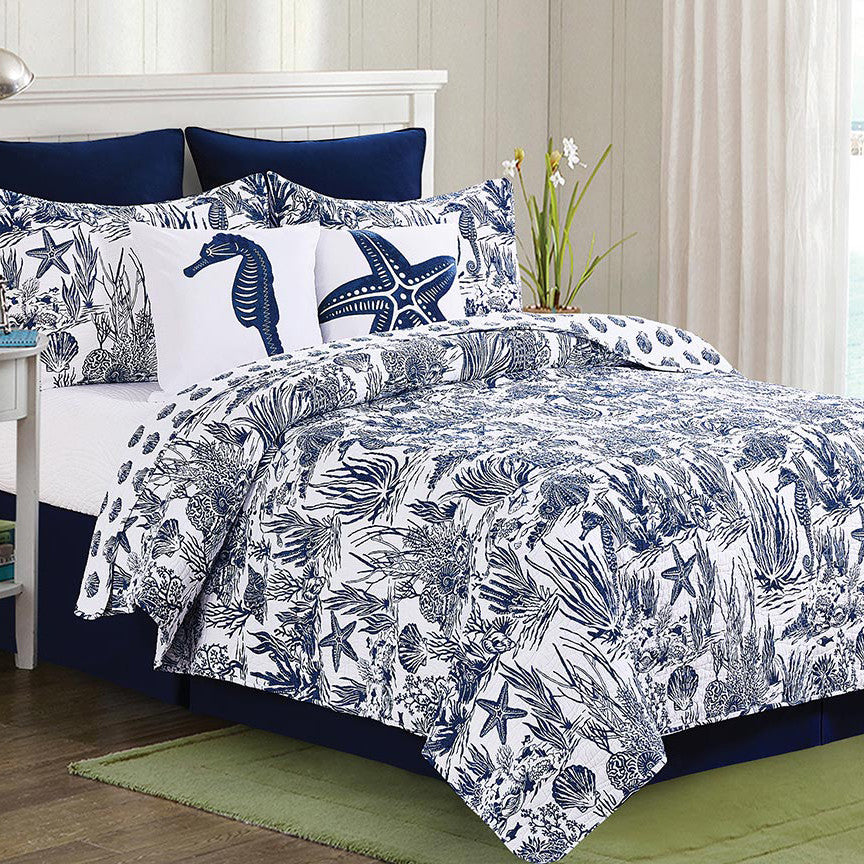 Indigo Coral Quilt Bed Set - Twin - OUT OF STOCK UNTIL 07/23/2026