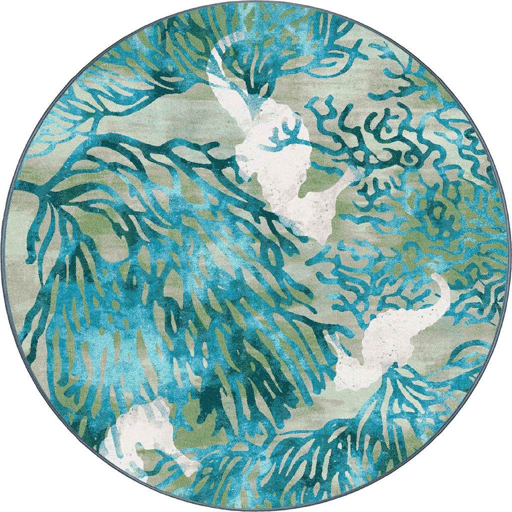 Cyrel Rug Seahorse & Coral Rug - 8 Ft. Round | Bella Coastal Decor