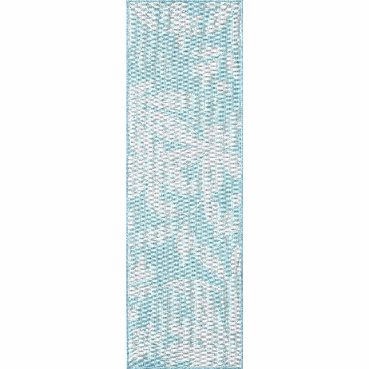 Fiji Flowers Aqua Indoor/Outdoor Rug - 2 x 7