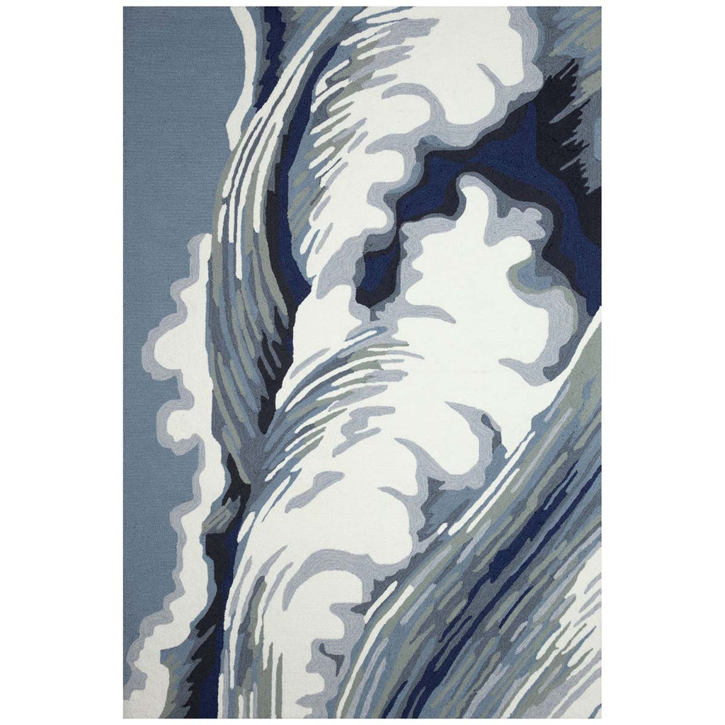 Coastline Curl Blue Indoor/Outdoor Rug - 8 x 10