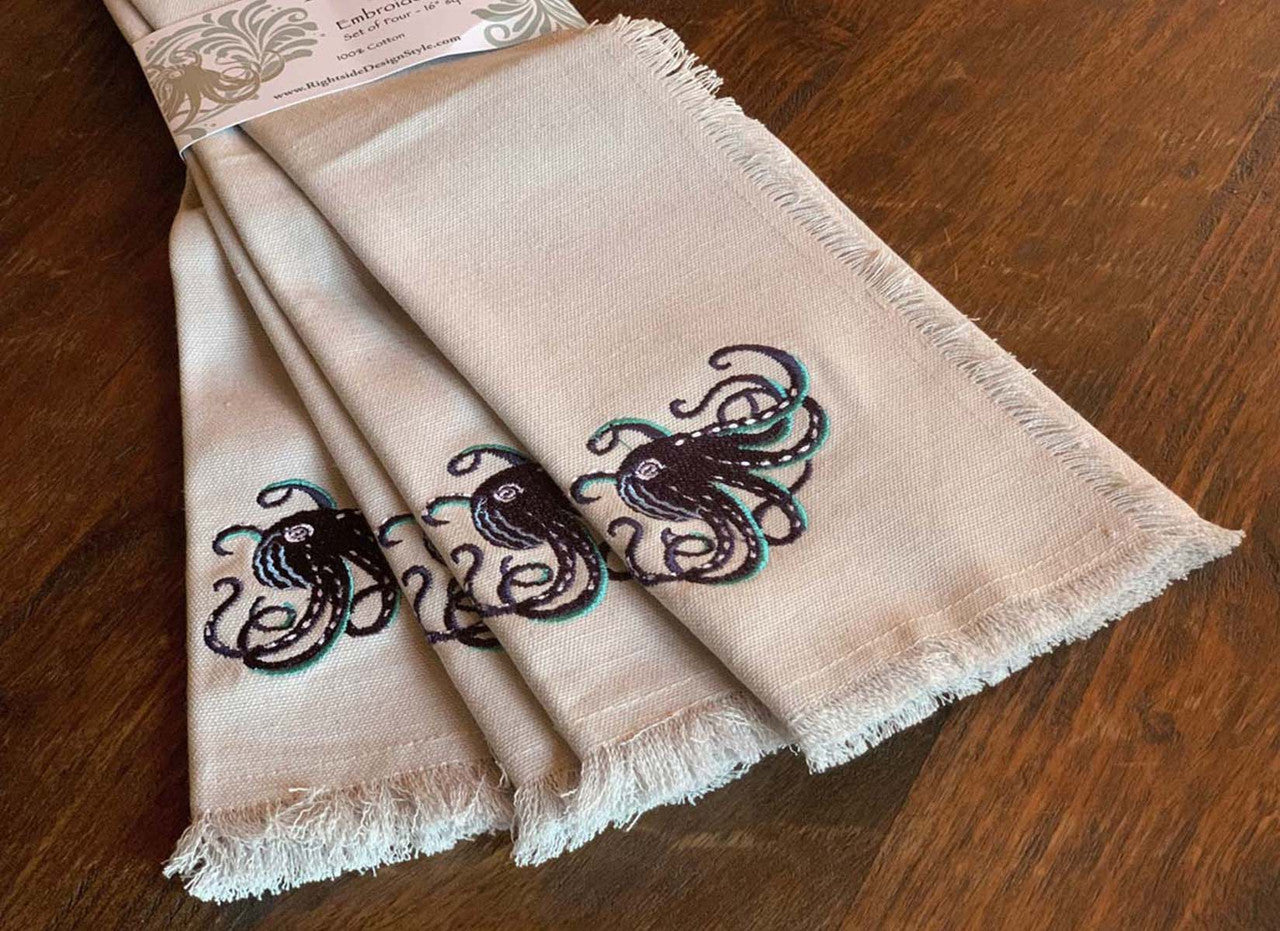 Swirling Octopus Napkins - Set of 4 - OUT OF STOCK UNTIL 10/06/2026