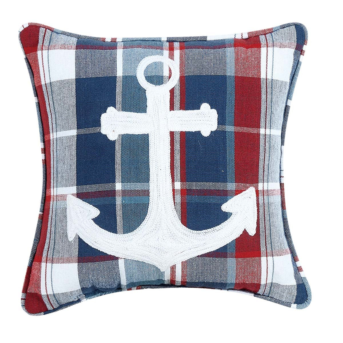Coastal Anchor Plaid Pillow