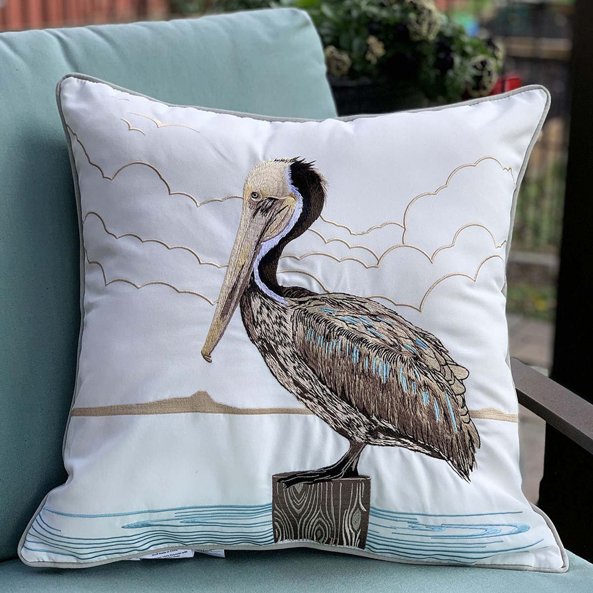 Beach Basker Pelican Indoor/Outdoor Pillow