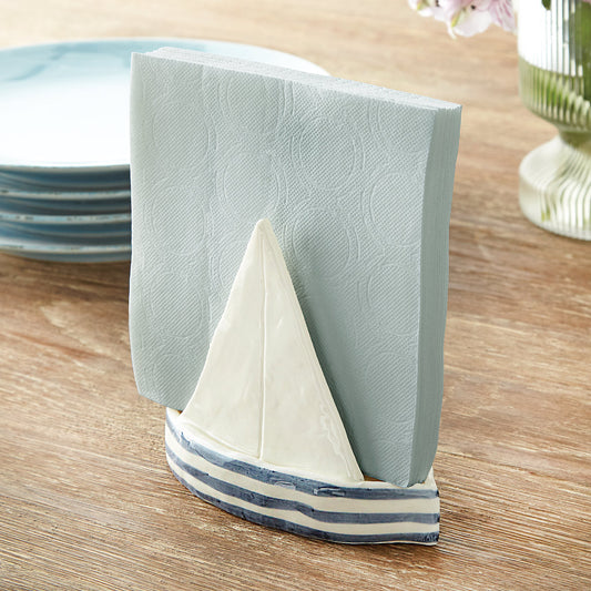 Ceramic Sailboat Napkin Holder