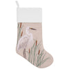 Cattails Egret Embroidered Linen Stocking