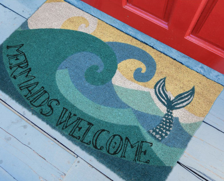 Mermaid Waves Coir Mat - 2 x 3 - OUT OF STOCK UNTIL 10/05/2026