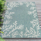 Miami Coral Aqua Indoor/Outdoor Rug - 8 x 10 - OUT OF STOCK UNTIL 06/29/2026