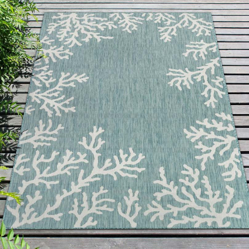 Miami Coral Aqua Indoor/Outdoor Rug - 8 x 10 - OUT OF STOCK UNTIL 06/29/2026